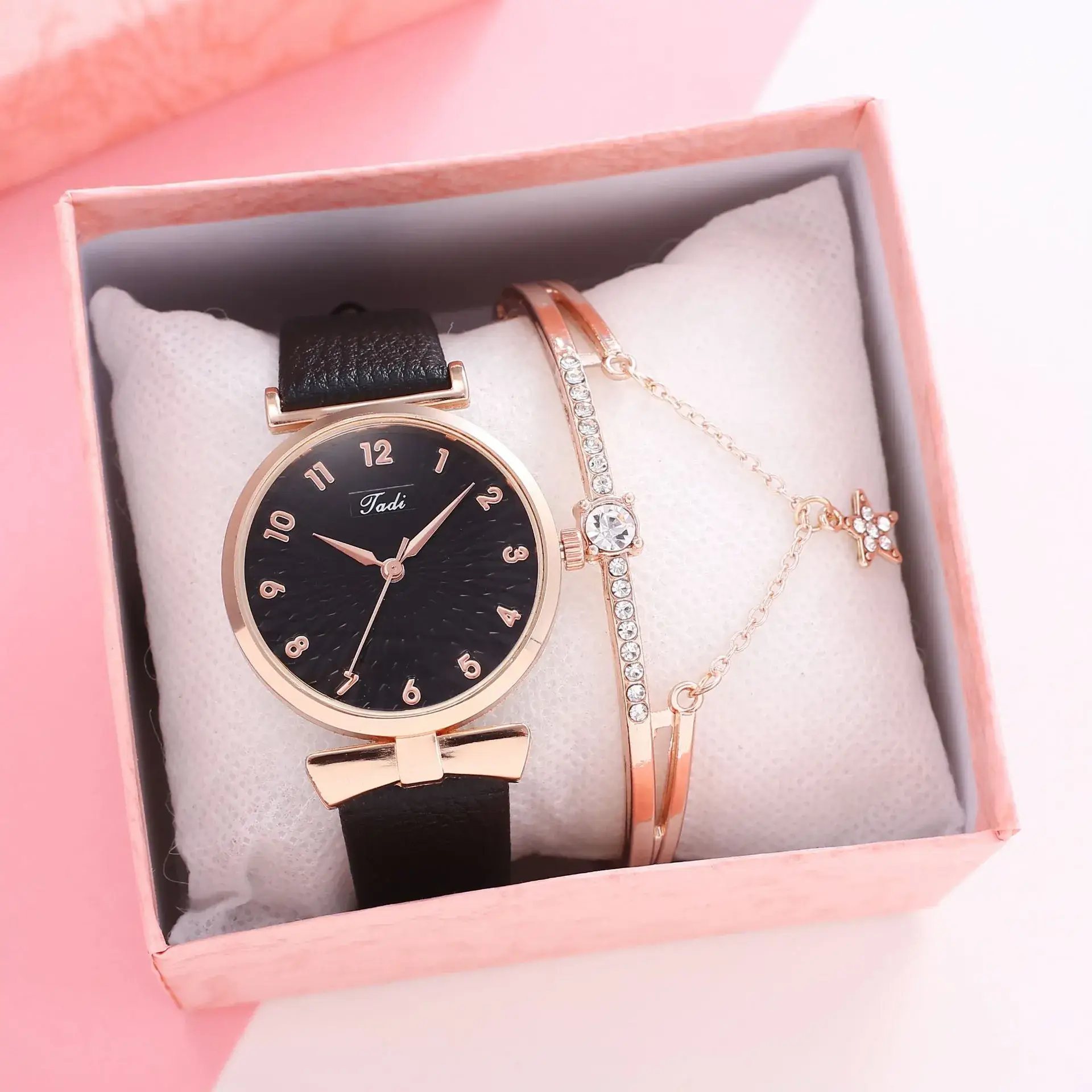 Women's Pink Crystal Watch Set with Bracelet - Image 35