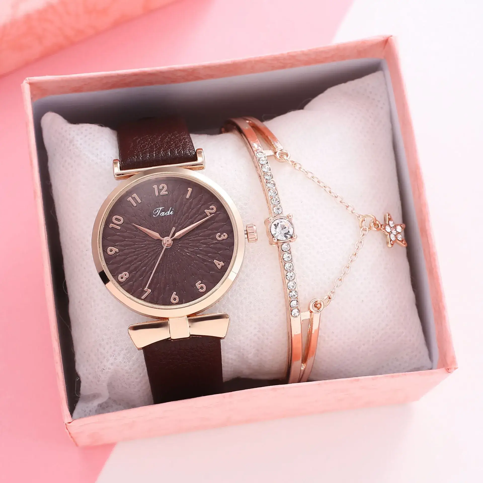 Women's Pink Crystal Watch Set with Bracelet - Image 36