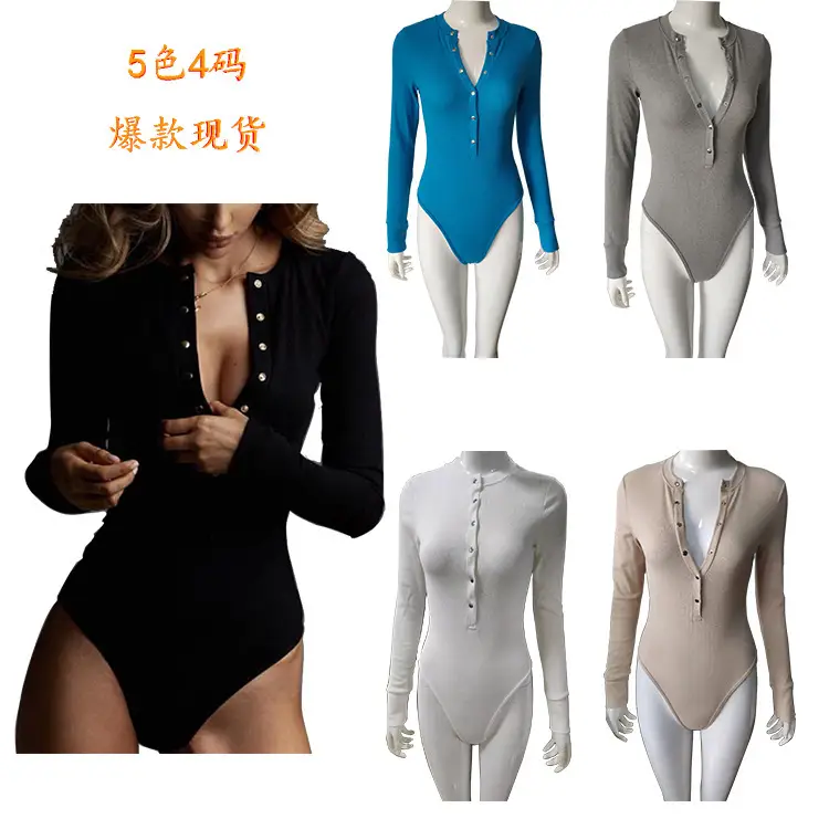 Black Long Sleeve Ribbed Jumpsuit for Women - Image 5