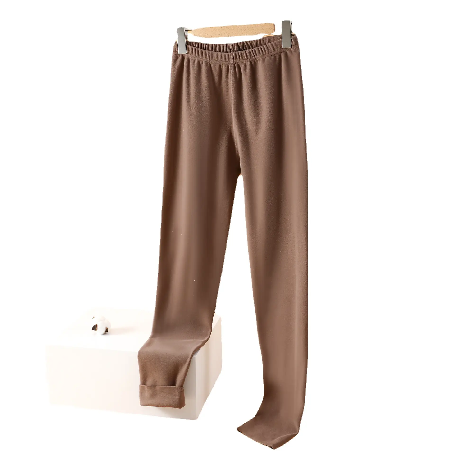 Women Velvet Fleece Warm Pants Cream Plus - Image 14