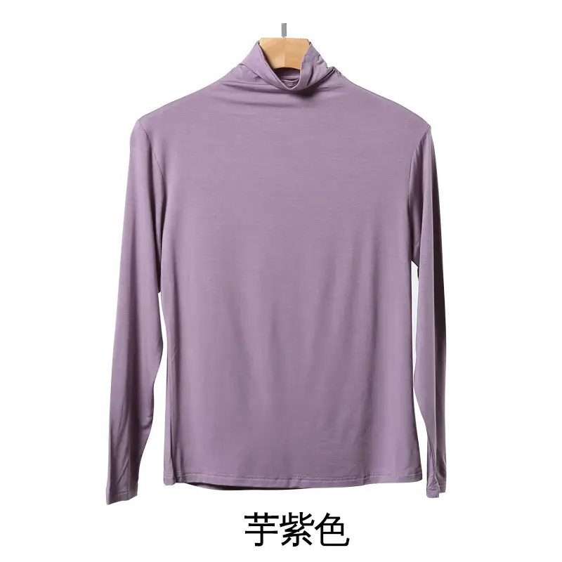 Women's Black Half Turtleneck Long Sleeve T-Shirt - Image 8