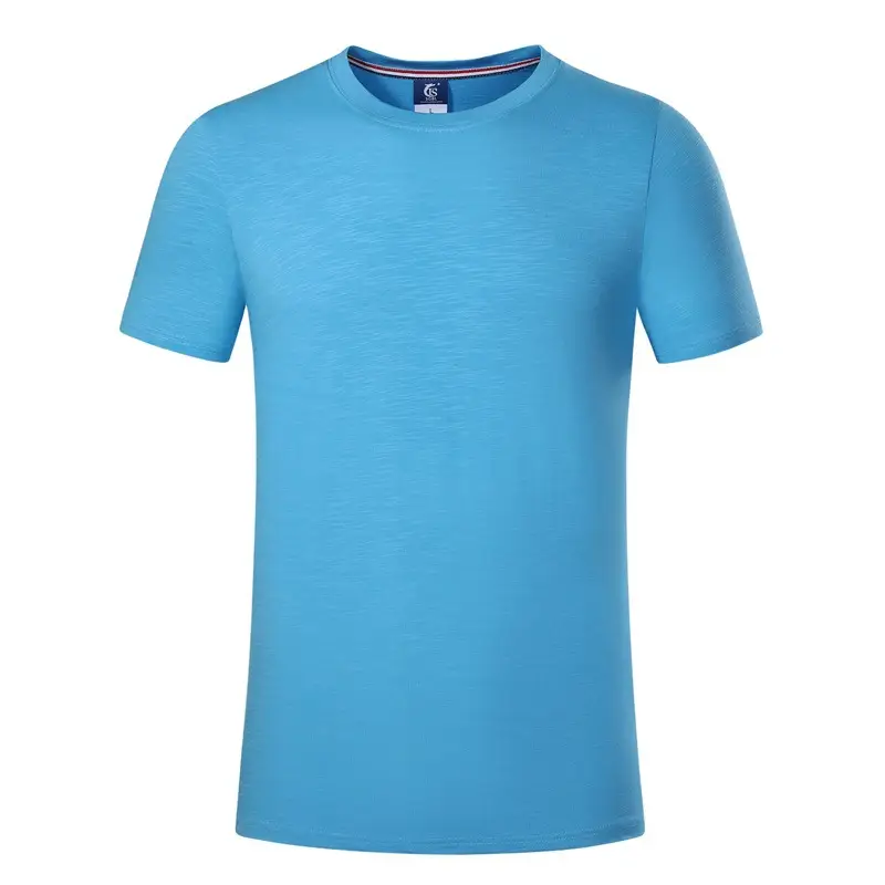 Light Blue Cotton T-Shirt Short Sleeve Crewneck - Image 8
