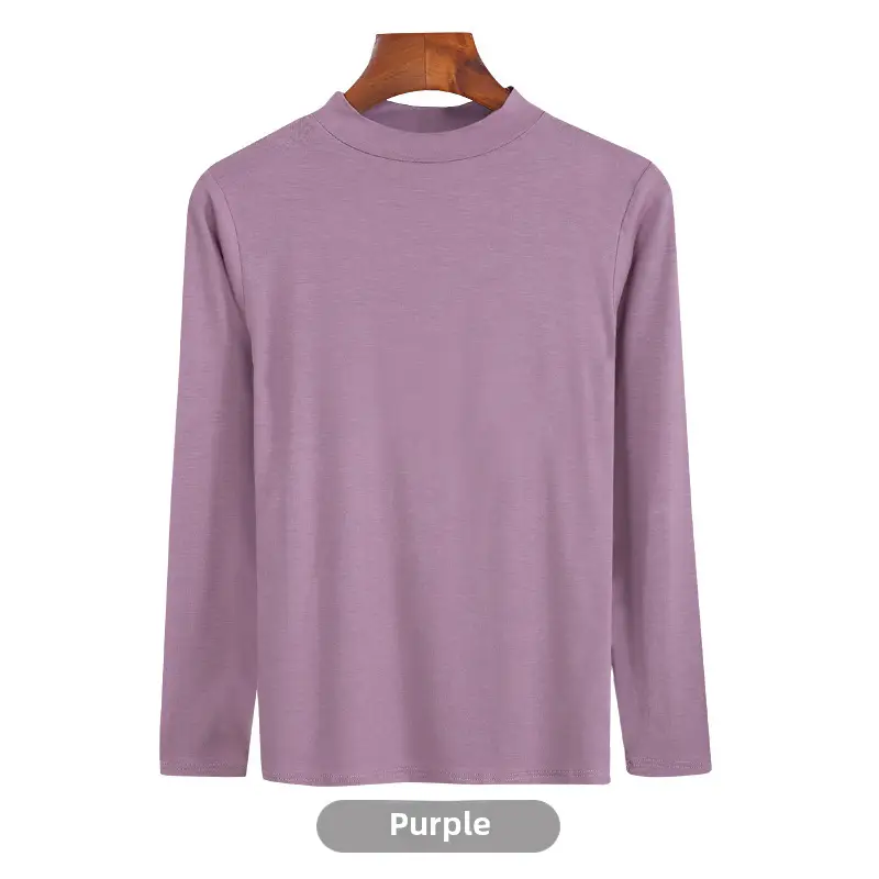 Women's Long Sleeve Khaki Solid T-Shirt - Image 107