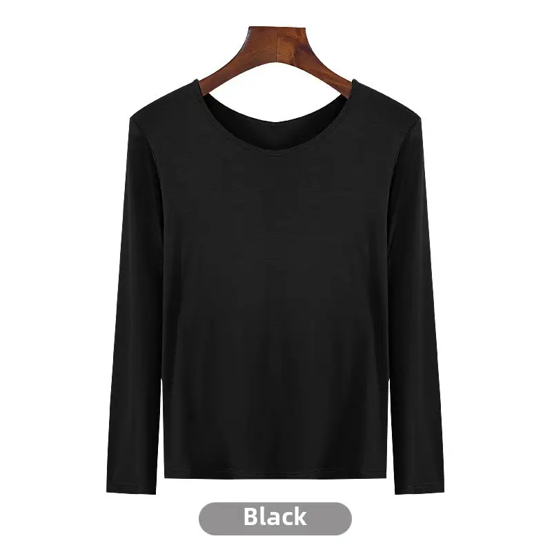 Women's Long Sleeve Khaki Solid T-Shirt - Image 38