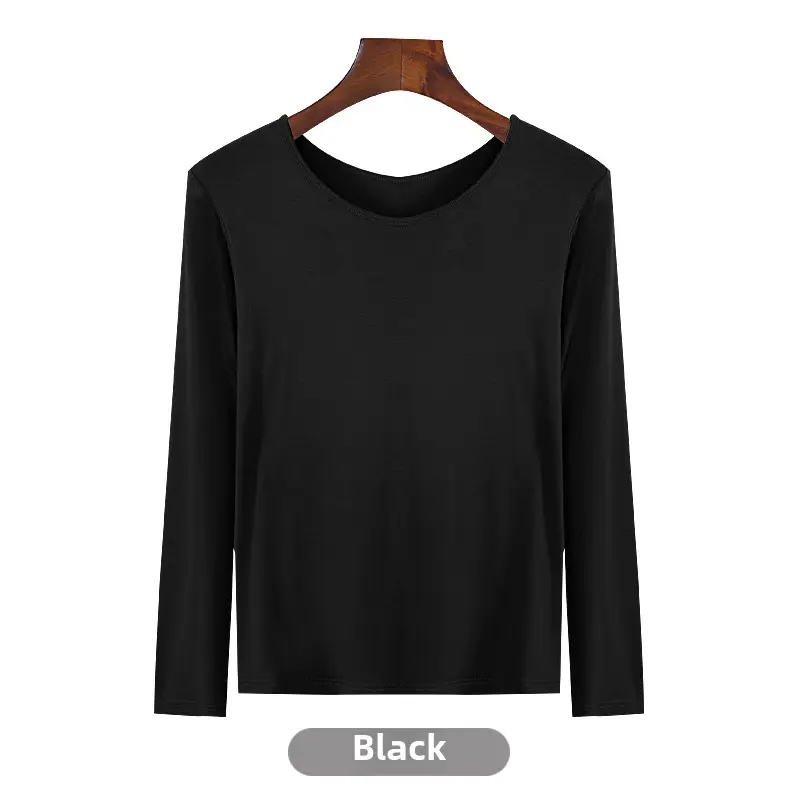 Women's Long Sleeve Khaki Solid T-Shirt - Image 39