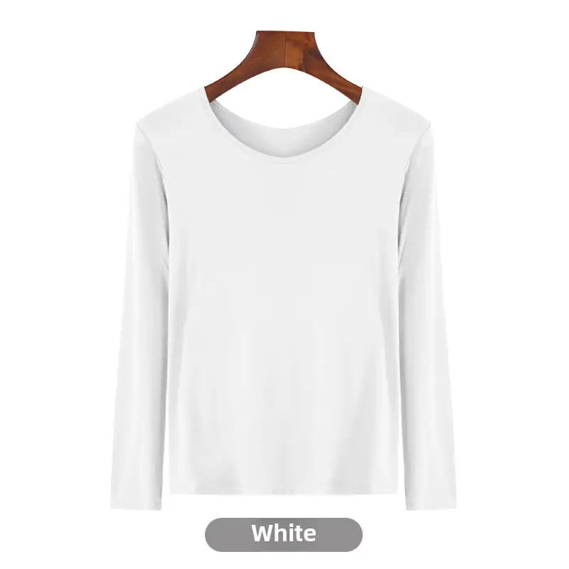 Women's Long Sleeve Khaki Solid T-Shirt - Image 44