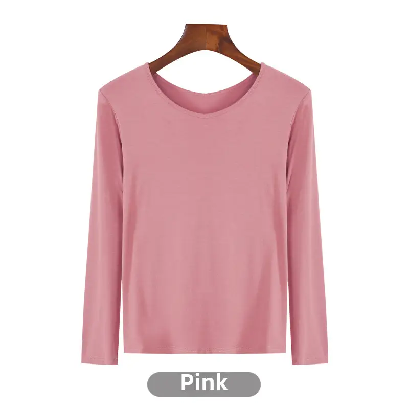 Women's Long Sleeve Khaki Solid T-Shirt - Image 51