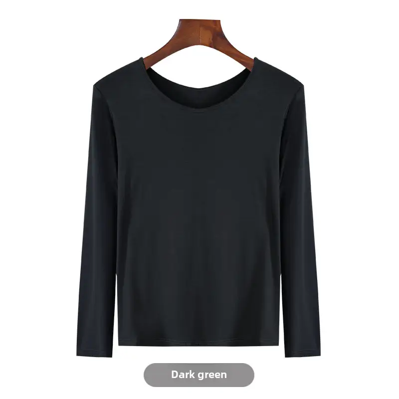 Women's Long Sleeve Khaki Solid T-Shirt - Image 61