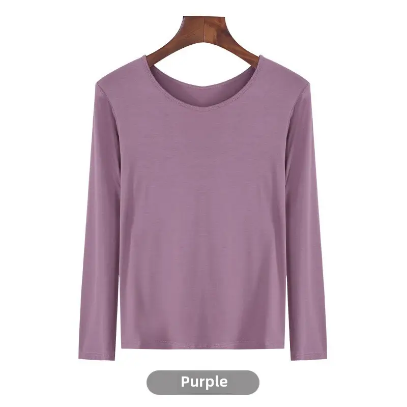 Women's Long Sleeve Khaki Solid T-Shirt - Image 65