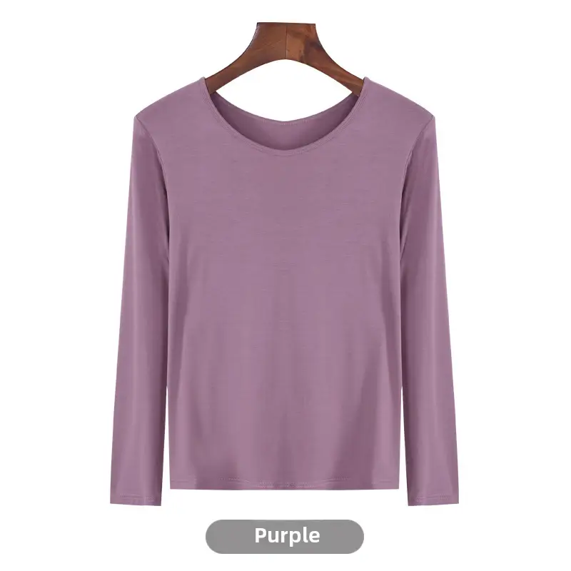 Women's Long Sleeve Khaki Solid T-Shirt - Image 66