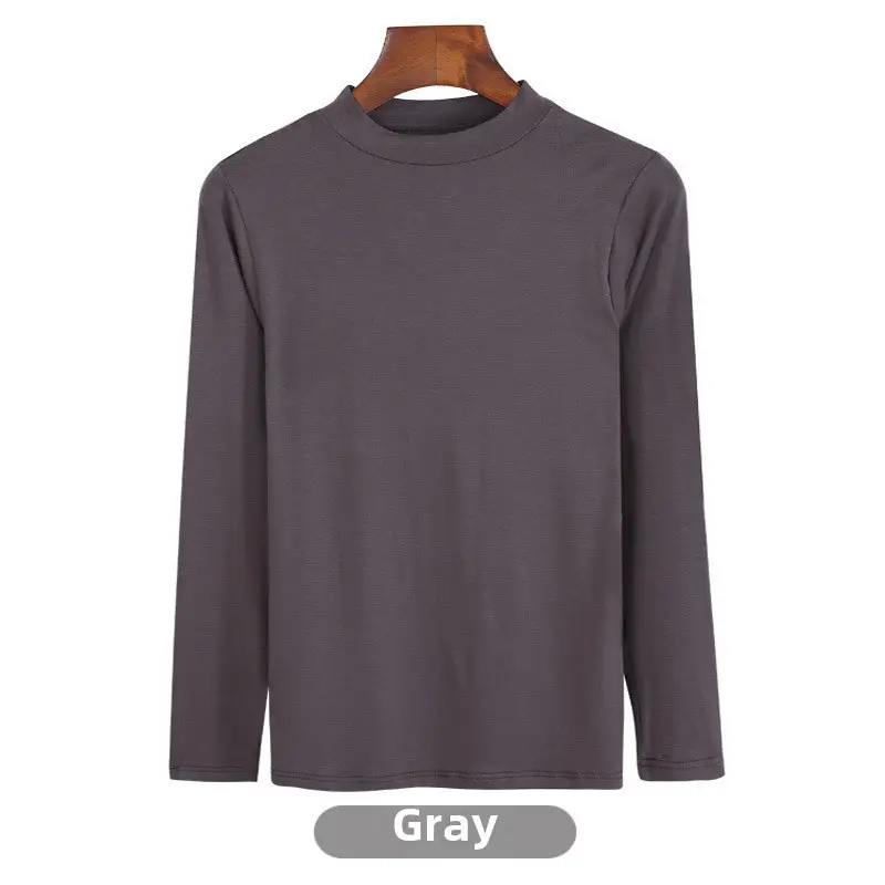 Women's Long Sleeve Khaki Solid T-Shirt - Image 81