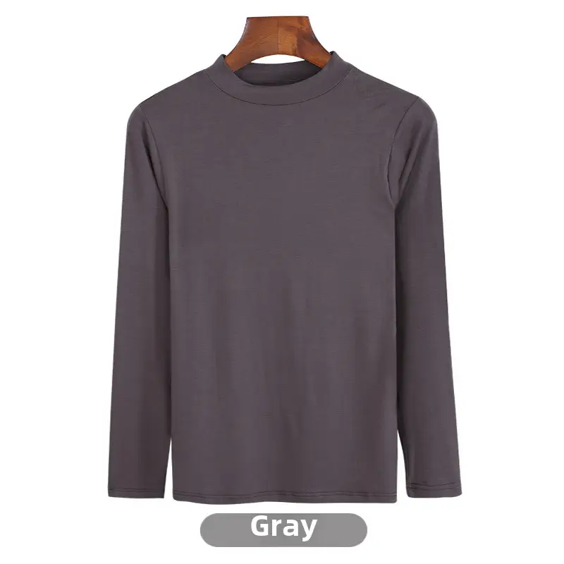 Women's Long Sleeve Khaki Solid T-Shirt - Image 84