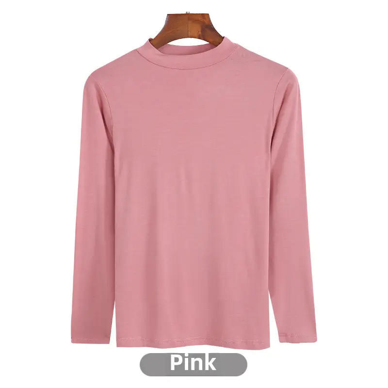 Women's Long Sleeve Khaki Solid T-Shirt - Image 91