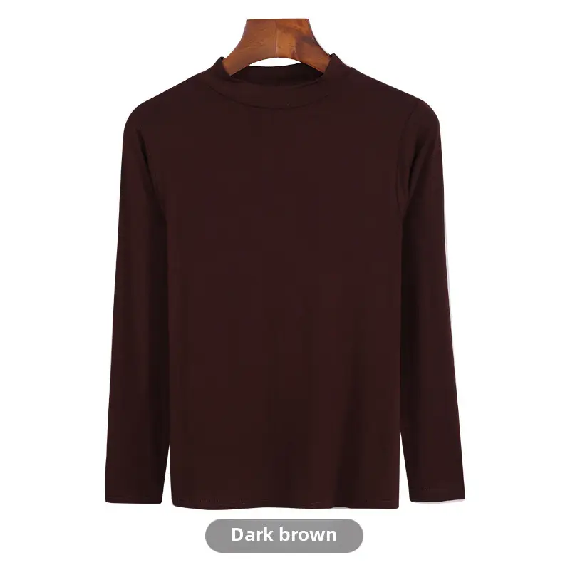 Women's Long Sleeve Khaki Solid T-Shirt - Image 98