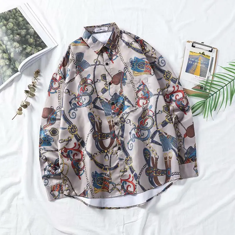 Korean Printed Long Sleeve Shirt Black Red Butterfly - Image 6