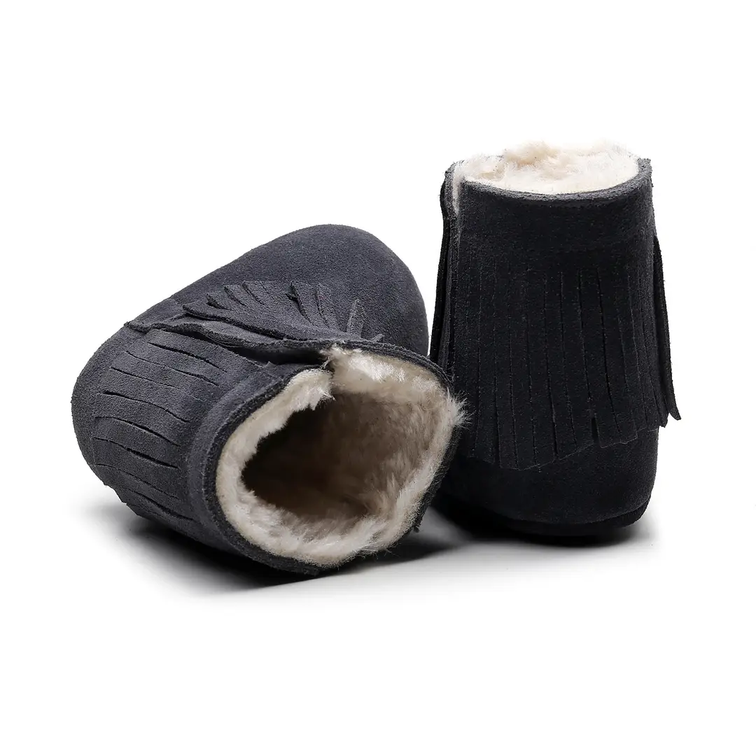 Winter New Men and Women Baby Leather Thickened Fleece Tassel Cotton Shoes Cotton Boots Baby Toddler Shoes 0-2 Years Old Children's Shoes - Image 9