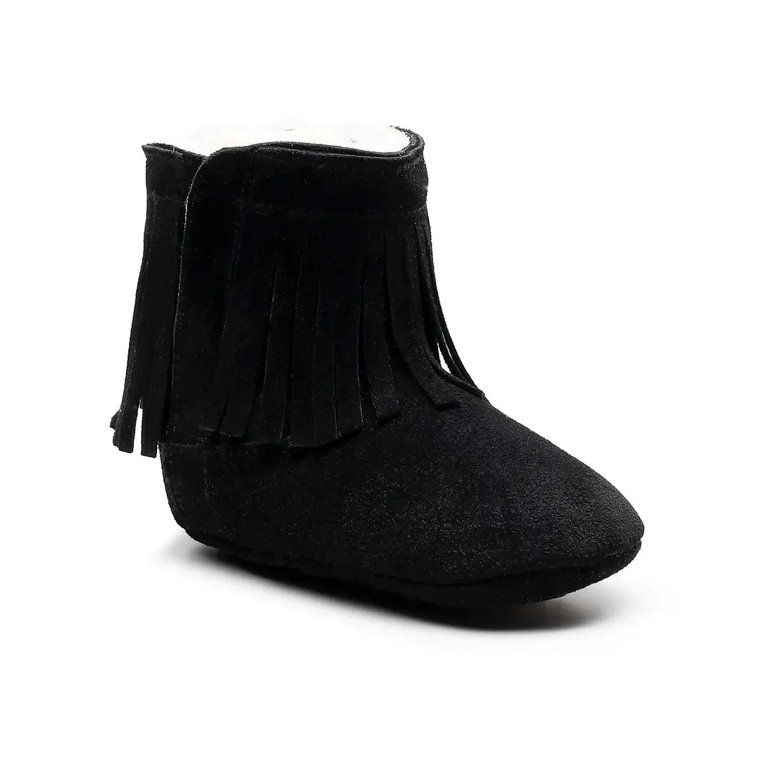 Winter New Men and Women Baby Leather Thickened Fleece Tassel Cotton Shoes Cotton Boots Baby Toddler Shoes 0-2 Years Old Children's Shoes