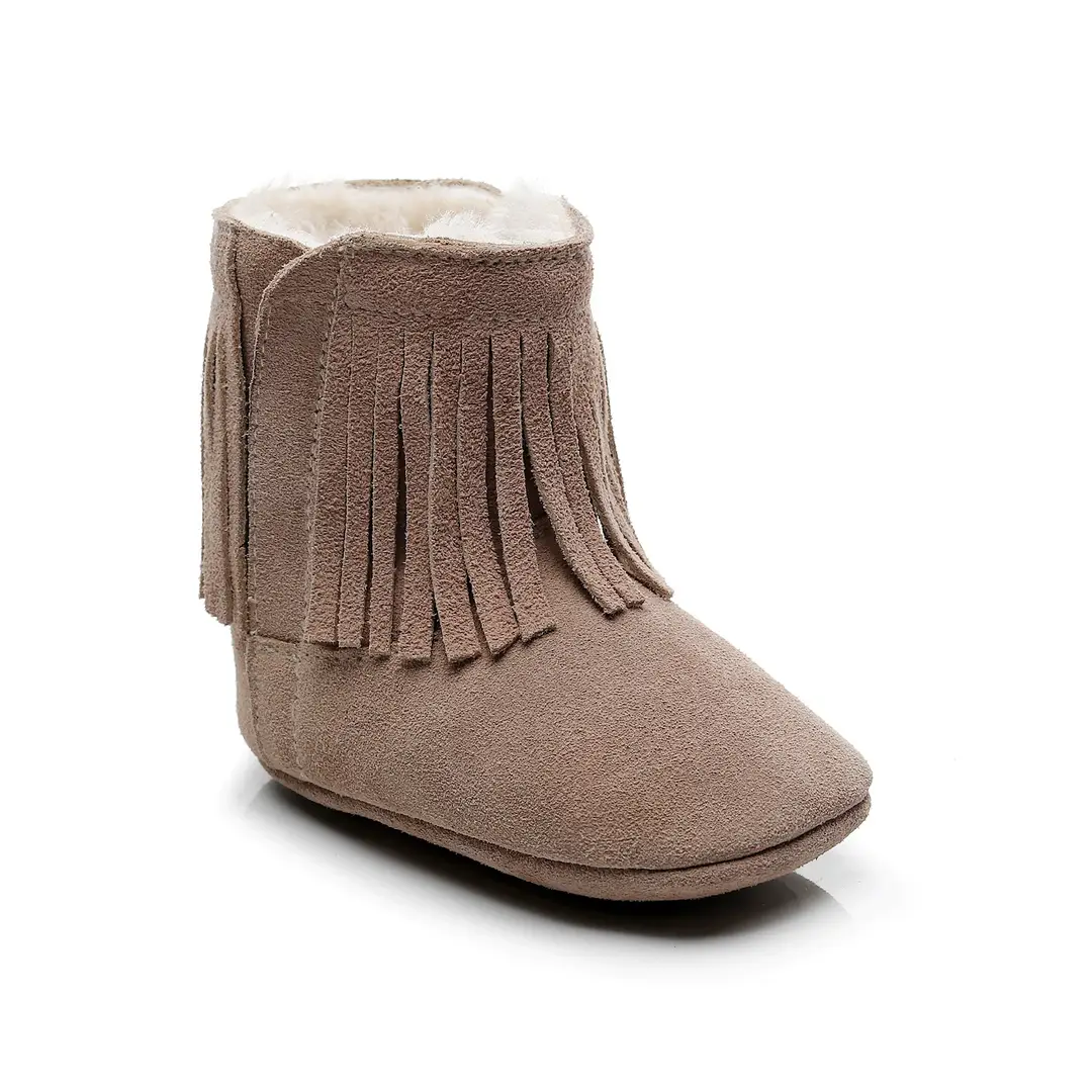 Winter New Men and Women Baby Leather Thickened Fleece Tassel Cotton Shoes Cotton Boots Baby Toddler Shoes 0-2 Years Old Children's Shoes - Image 2