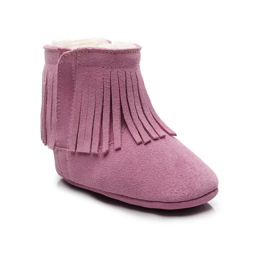 Winter New Men and Women Baby Leather Thickened Fleece Tassel Cotton Shoes Cotton Boots Baby Toddler Shoes 0-2 Years Old Children's Shoes - Image 3