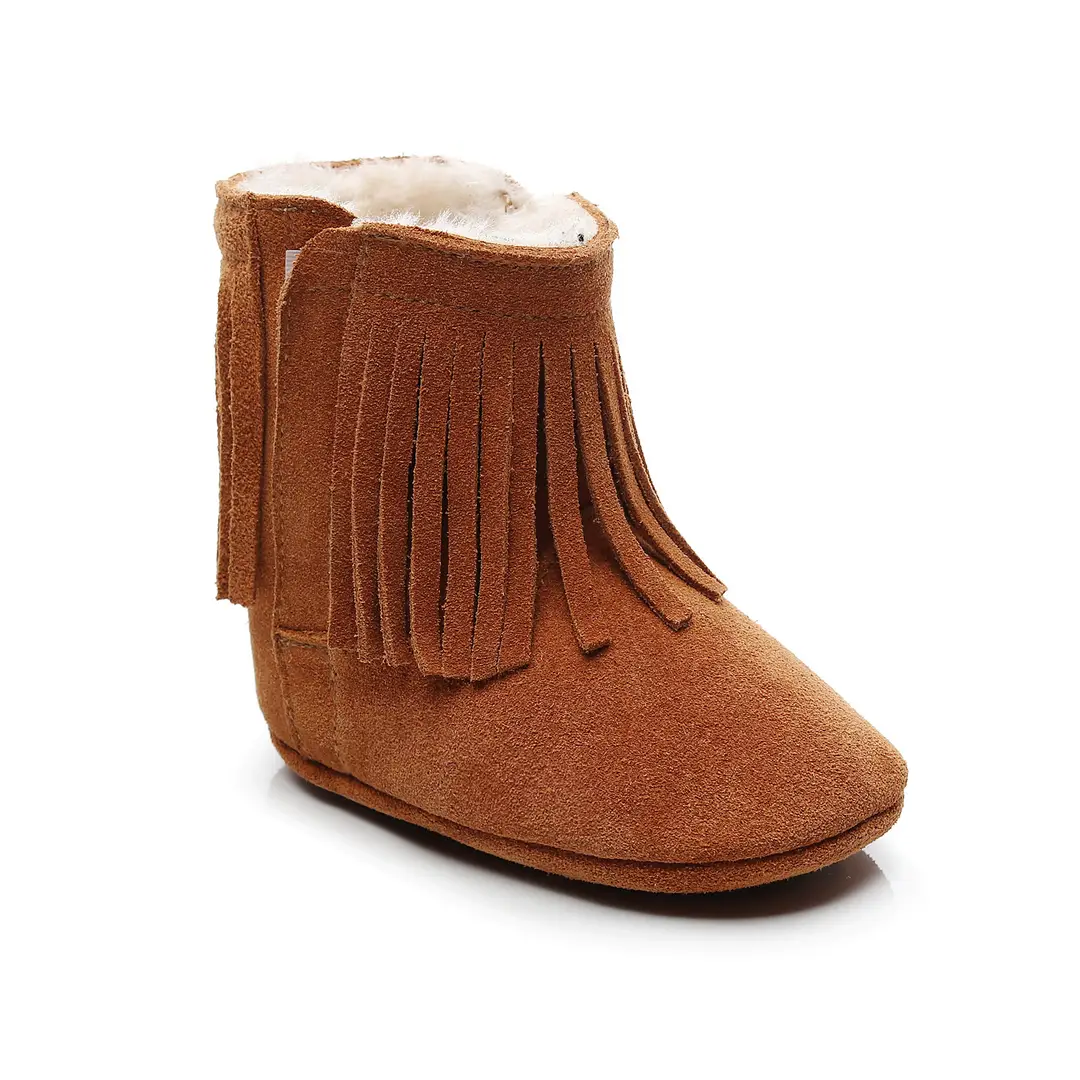 Winter New Men and Women Baby Leather Thickened Fleece Tassel Cotton Shoes Cotton Boots Baby Toddler Shoes 0-2 Years Old Children's Shoes - Image 4