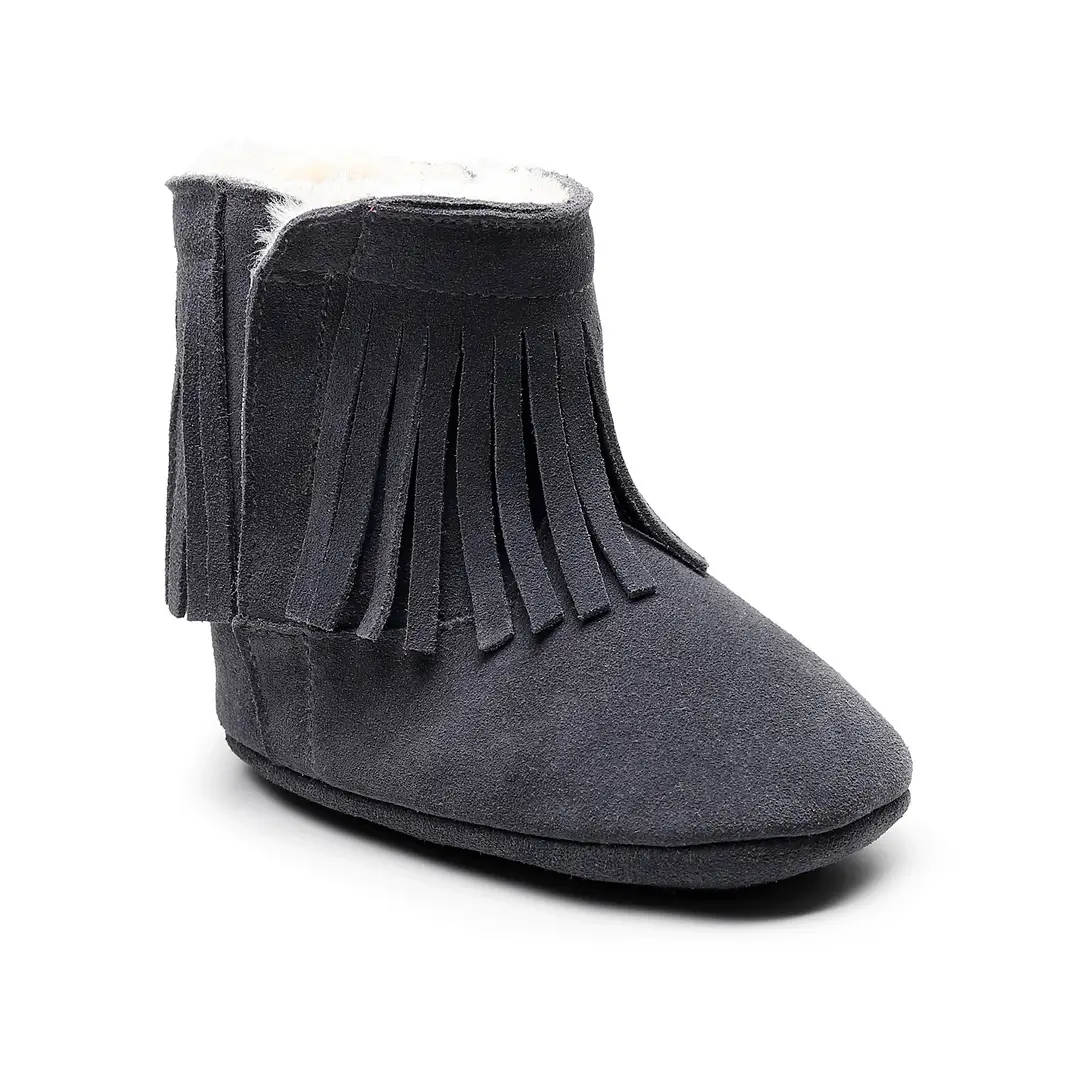 Winter New Men and Women Baby Leather Thickened Fleece Tassel Cotton Shoes Cotton Boots Baby Toddler Shoes 0-2 Years Old Children's Shoes - Image 5