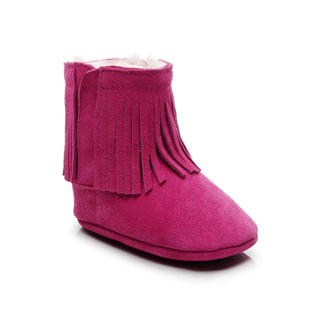 Winter New Men and Women Baby Leather Thickened Fleece Tassel Cotton Shoes Cotton Boots Baby Toddler Shoes 0-2 Years Old Children's Shoes - Image 6