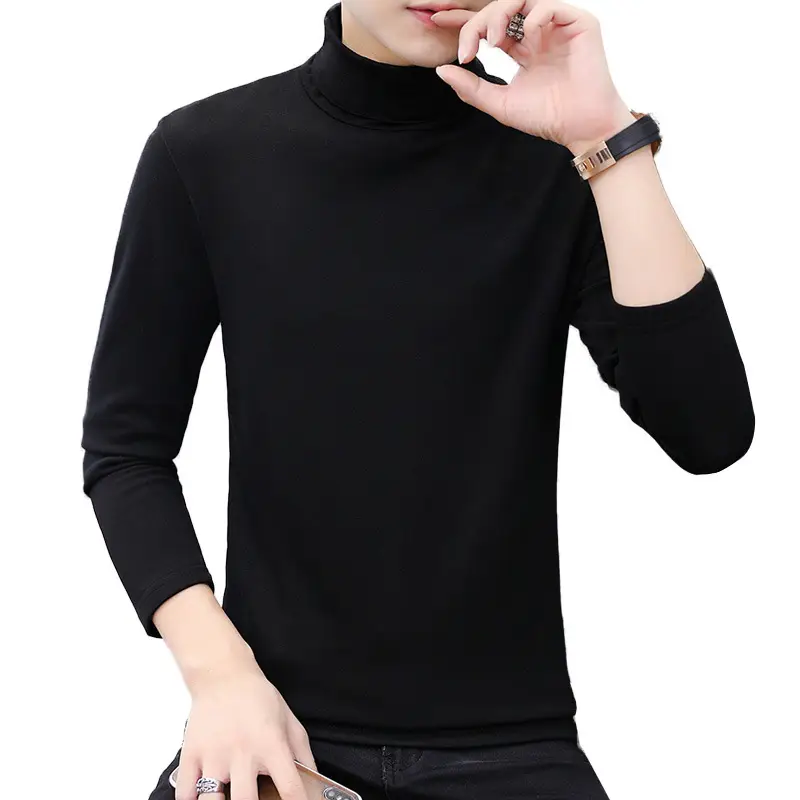 Winter Men's Navy Velvet Turtleneck Slim Fit - Image 7