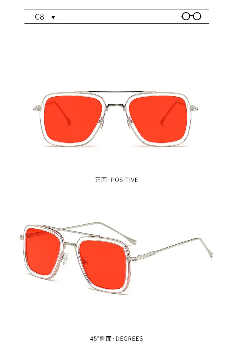 Men's Square Frame Spider-Man Sunglasses Red Lens β feature 21