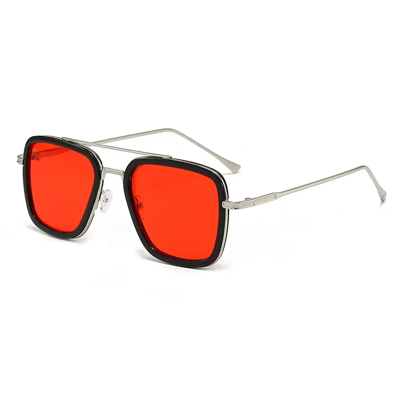 Men's Square Frame Spider-Man Sunglasses Red Lens - Image 8