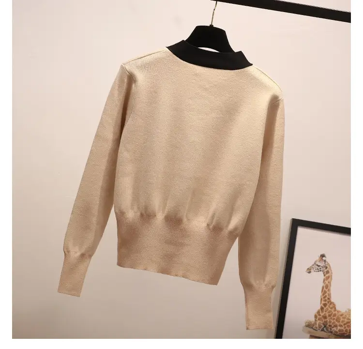 Women's Beige Bowknot Knit Cardigan with Long Sleeves — feature 7