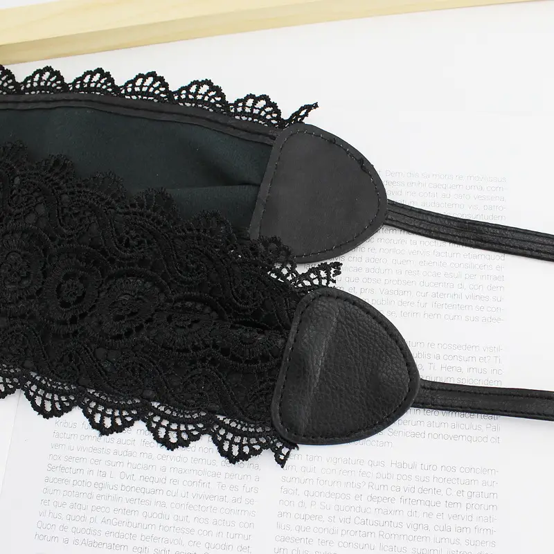 Black Lace Wide Belt with Bow for Women - Image 6