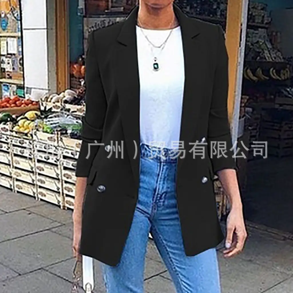 Women's Light Blue Slim Fit Jacket Suit with Jeans