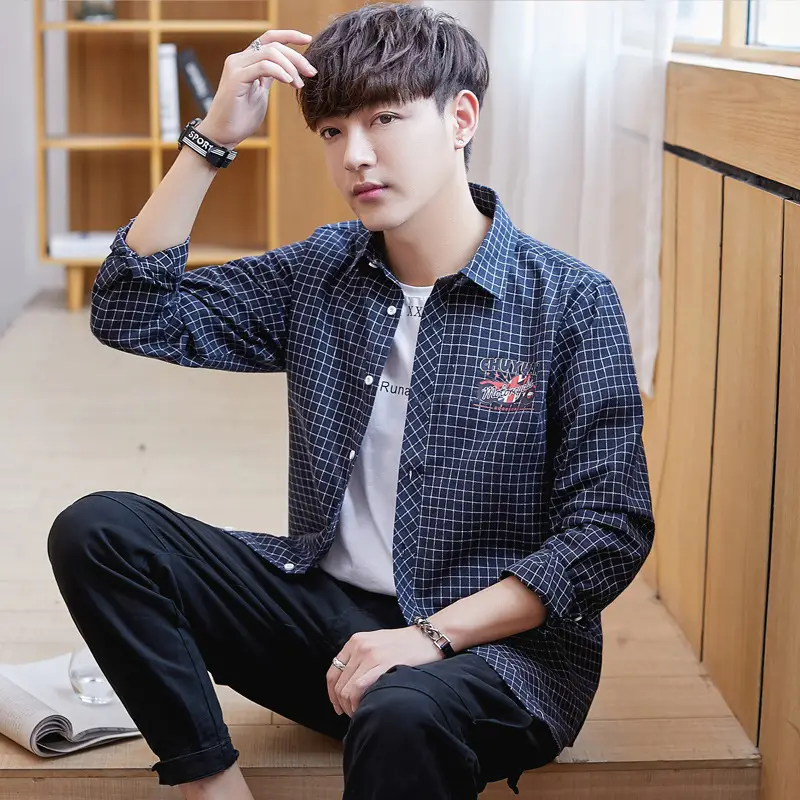 Men Striped Slim Fit Shirt Jacket Korean Style - Image 4