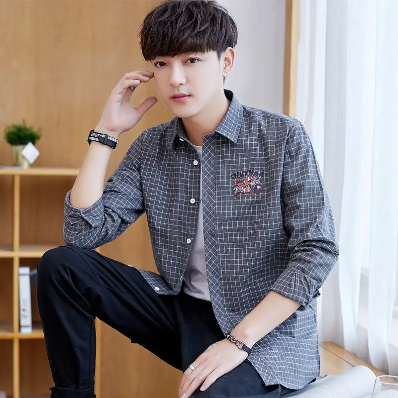 Men Striped Slim Fit Shirt Jacket Korean Style - Image 6