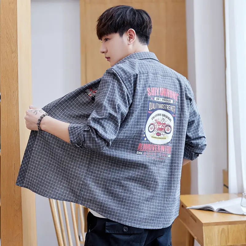 Men Striped Slim Fit Shirt Jacket Korean Style - Image 7