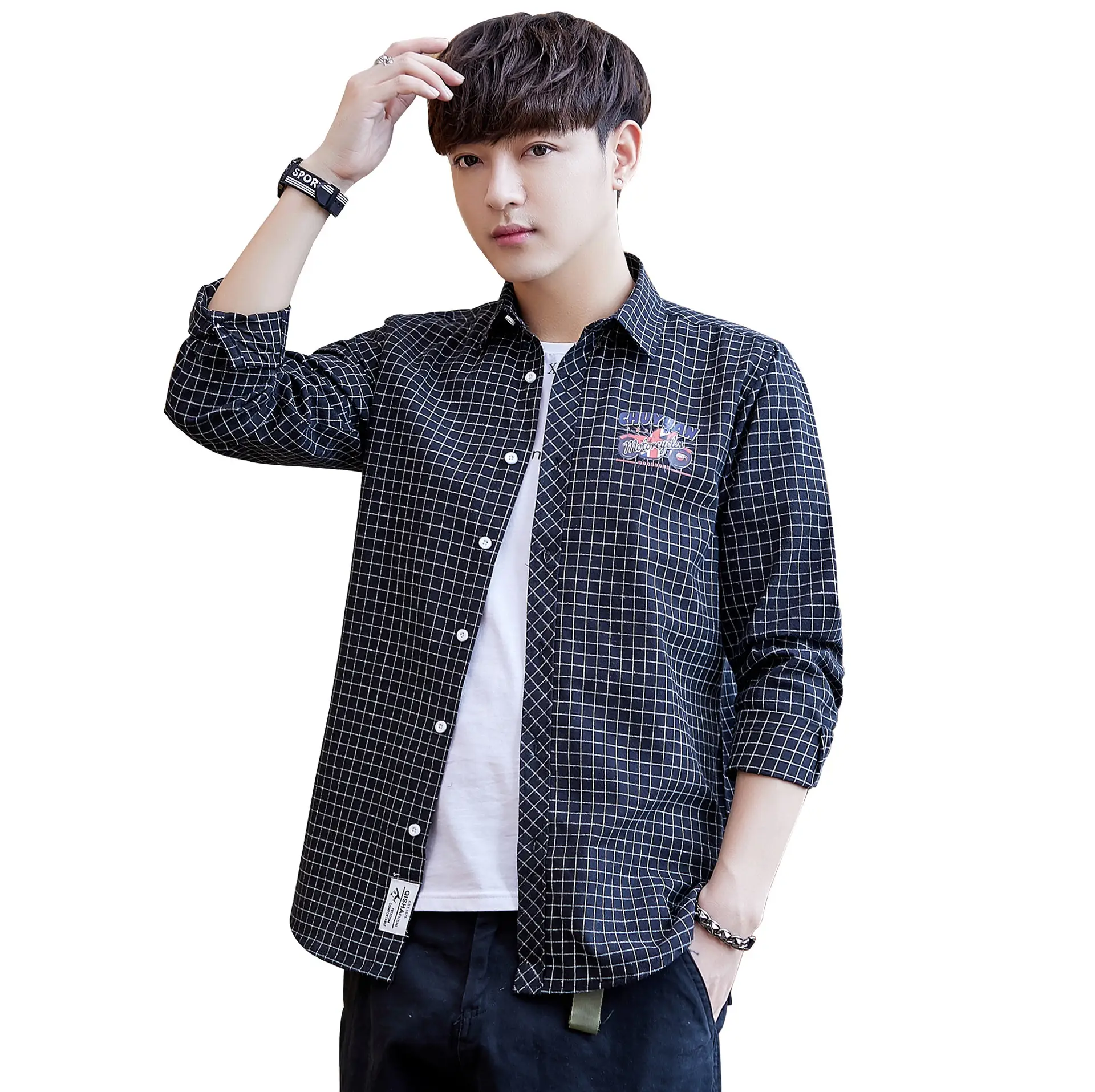 Men Striped Slim Fit Shirt Jacket Korean Style - Image 8