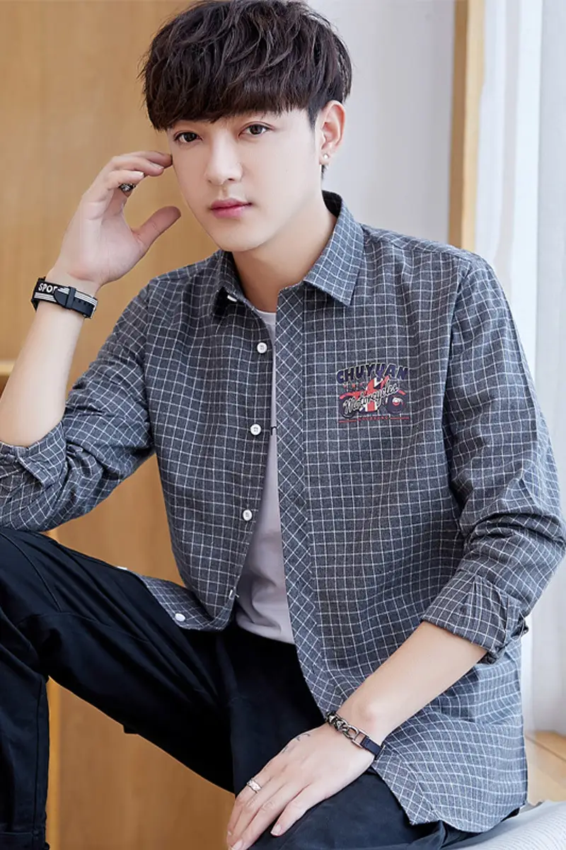 Men Striped Slim Fit Shirt Jacket Korean Style - Image 9