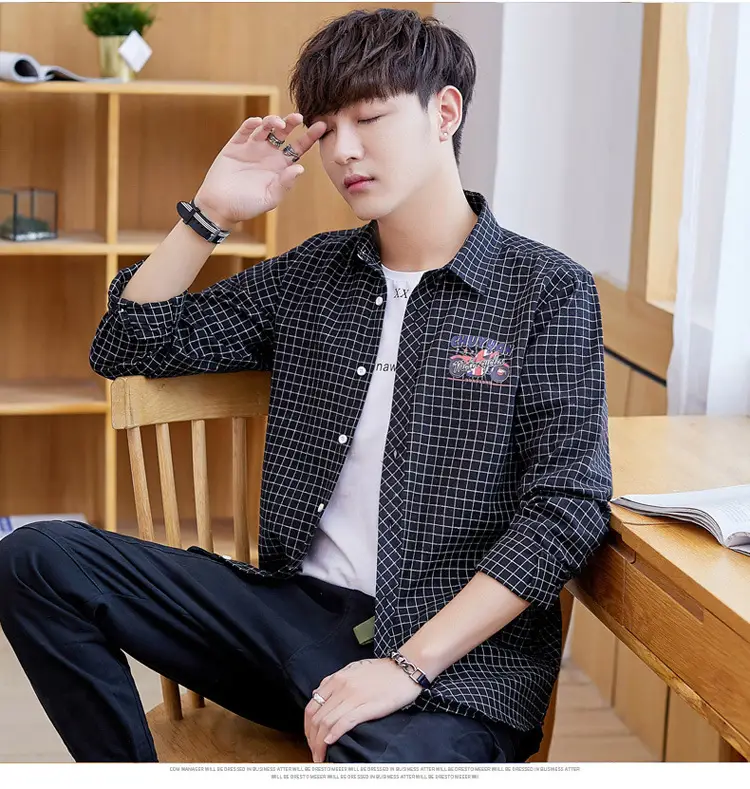 Men Striped Slim Fit Shirt Jacket Korean Style — feature 12