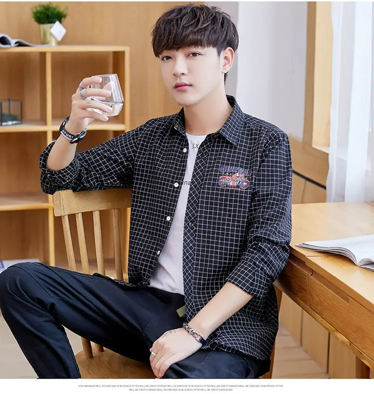 Men Striped Slim Fit Shirt Jacket Korean Style — feature 13