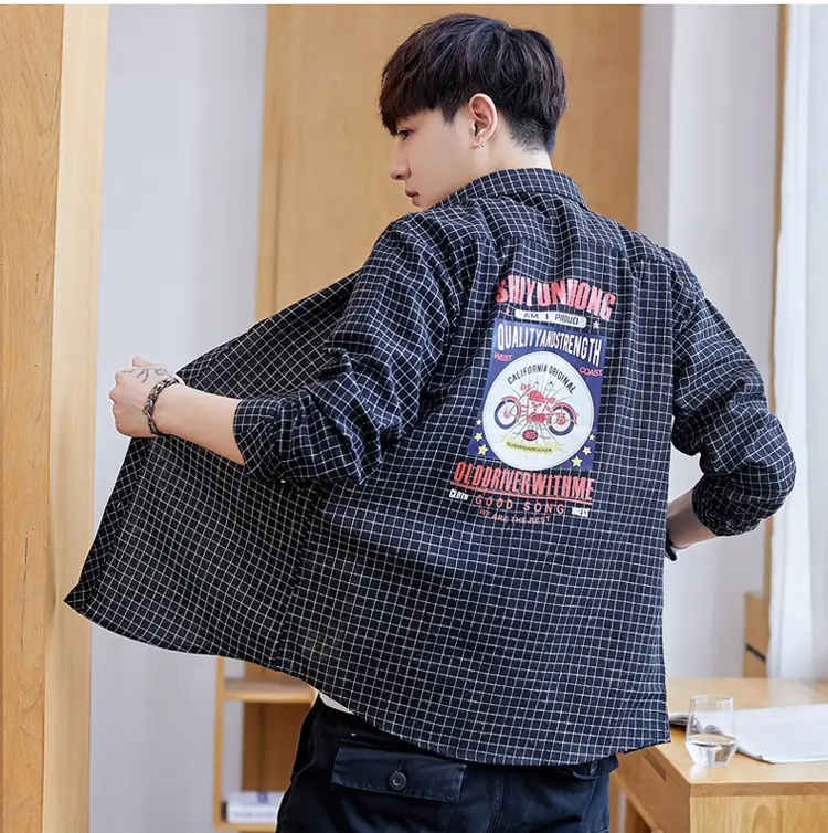 Men Striped Slim Fit Shirt Jacket Korean Style — feature 15
