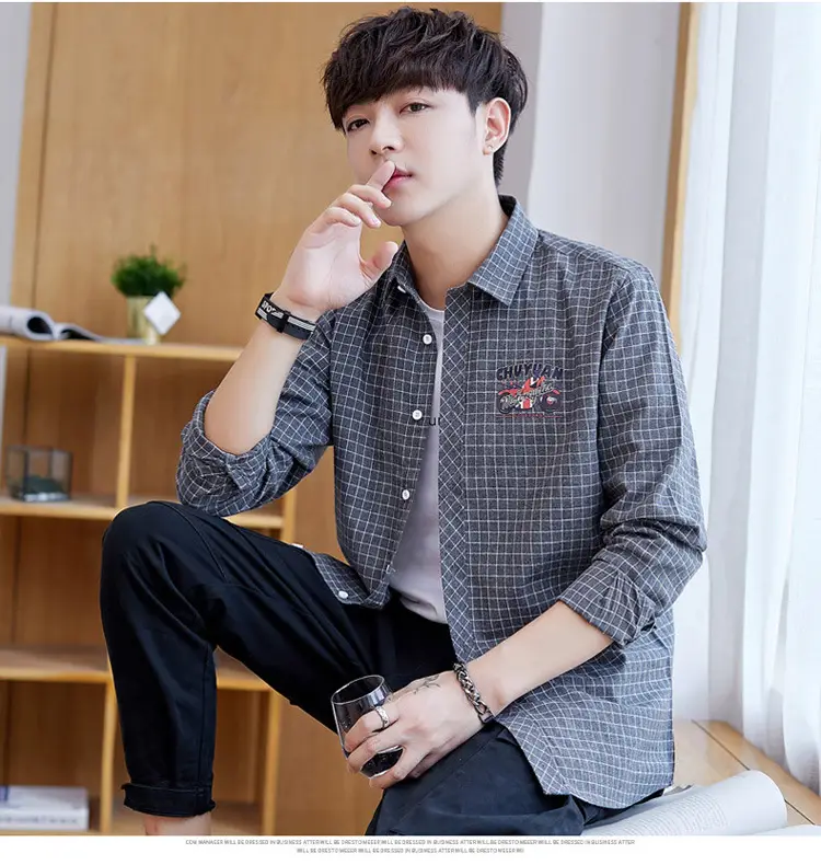 Men Striped Slim Fit Shirt Jacket Korean Style — feature 17