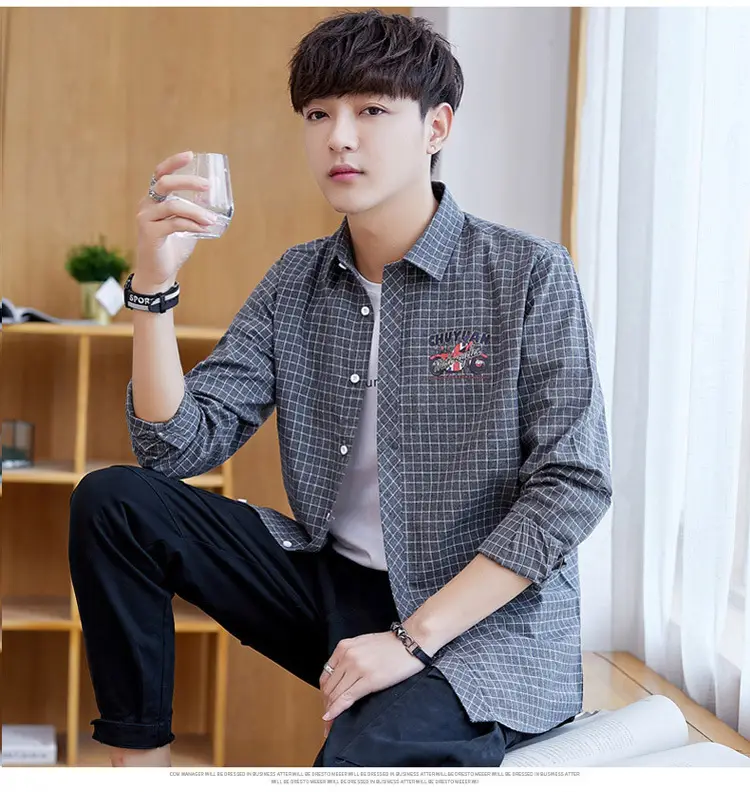 Men Striped Slim Fit Shirt Jacket Korean Style — feature 19