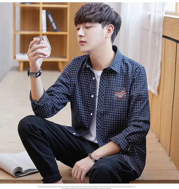 Men Striped Slim Fit Shirt Jacket Korean Style — feature 8
