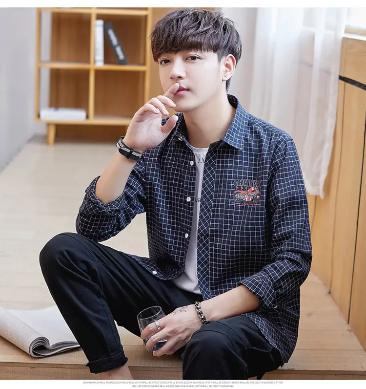 Men Striped Slim Fit Shirt Jacket Korean Style — feature 9