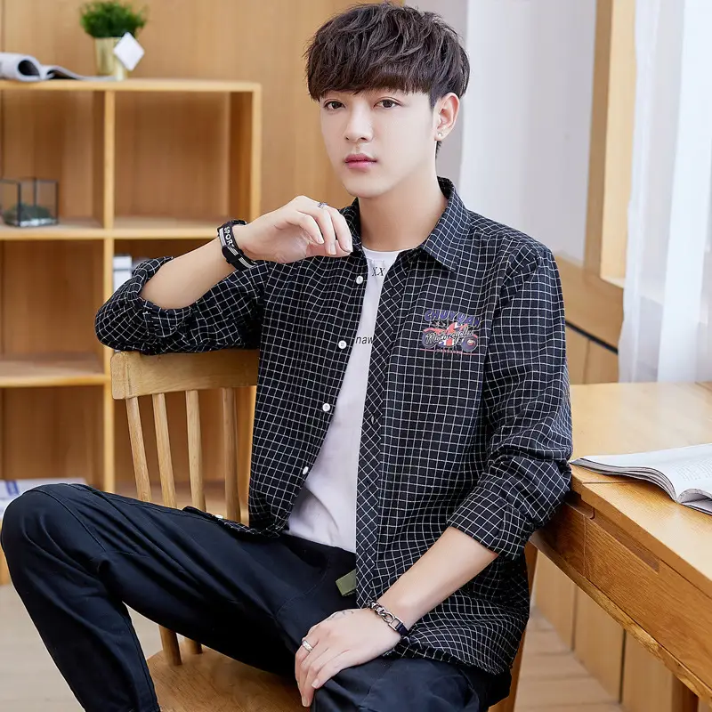 Men Striped Slim Fit Shirt Jacket Korean Style - Image 2