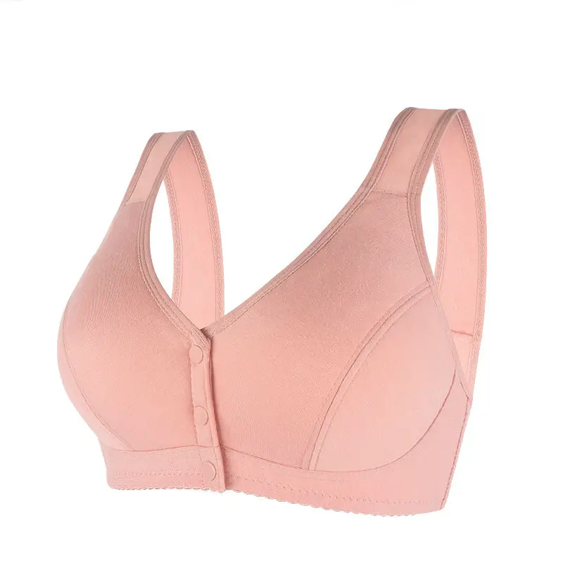 New Front-Clasp Large Bust Bra, Thin Style, Soft Cotton, Vest-Style for Middle-Aged and Elderly Women, Cross-Border Hot-Selling Large Size Bra