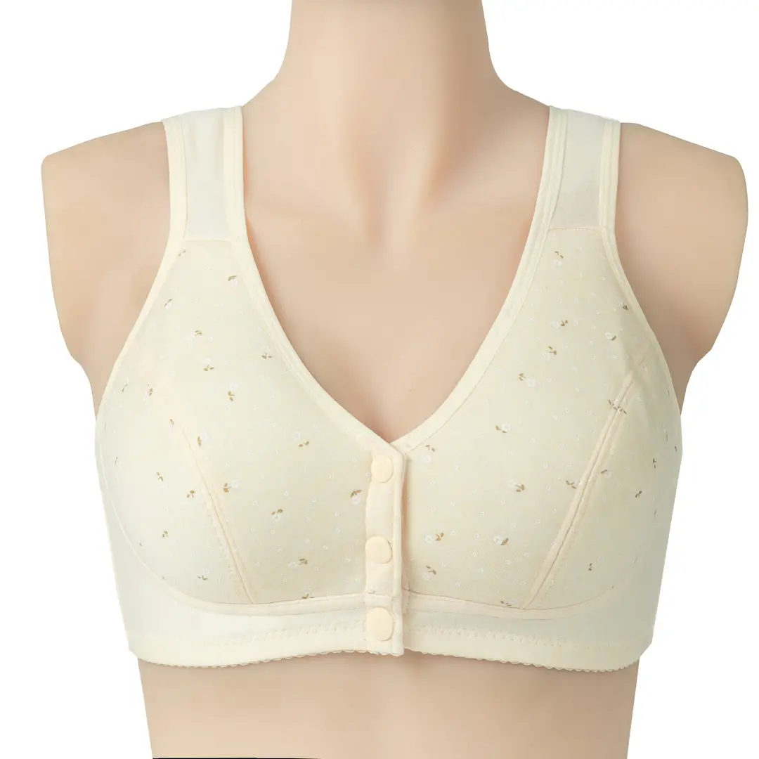 New Front-Clasp Large Bust Bra, Thin Style, Soft Cotton, Vest-Style for Middle-Aged and Elderly Women, Cross-Border Hot-Selling Large Size Bra
