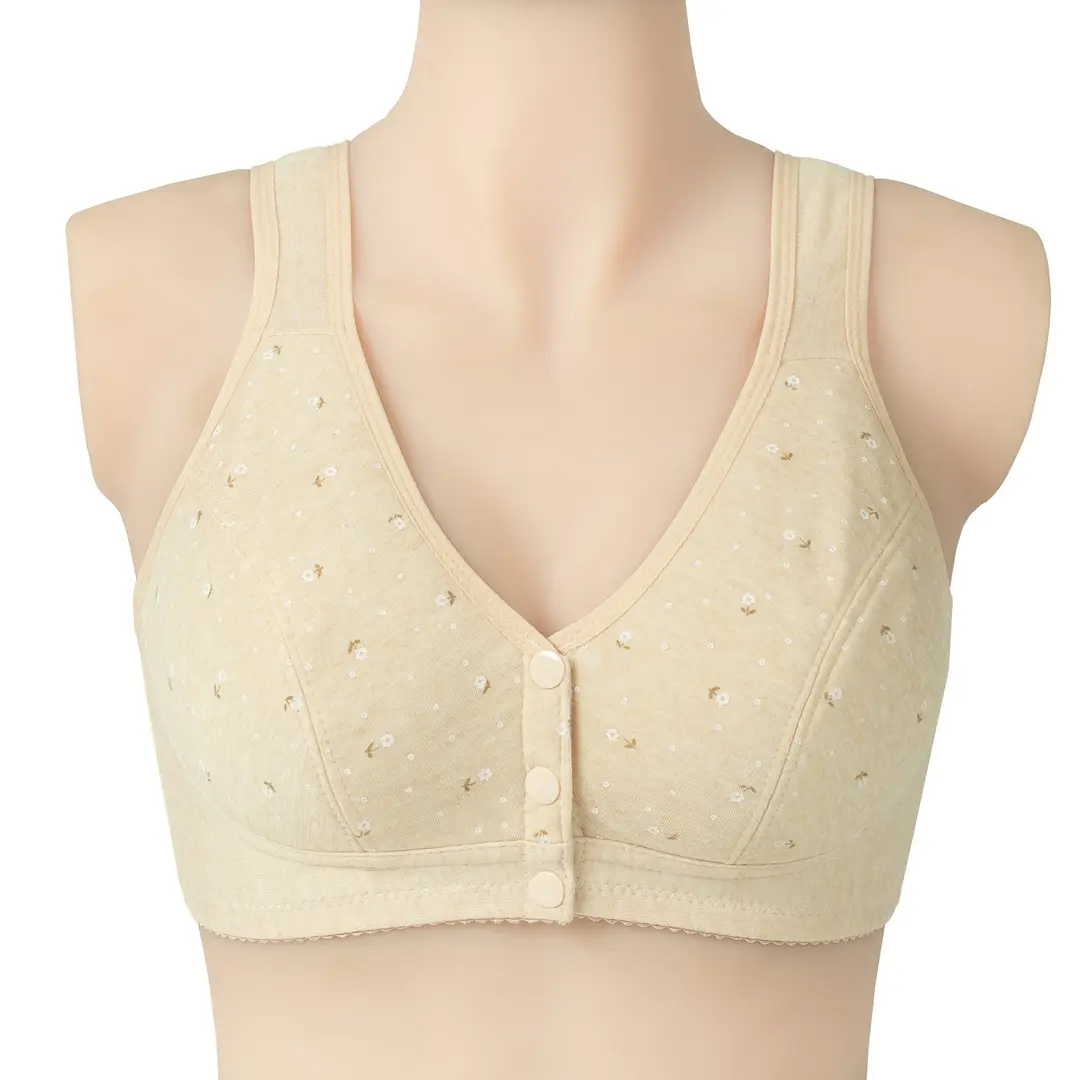 New Front-Clasp Large Bust Bra, Thin Style, Soft Cotton, Vest-Style for Middle-Aged and Elderly Women, Cross-Border Hot-Selling Large Size Bra