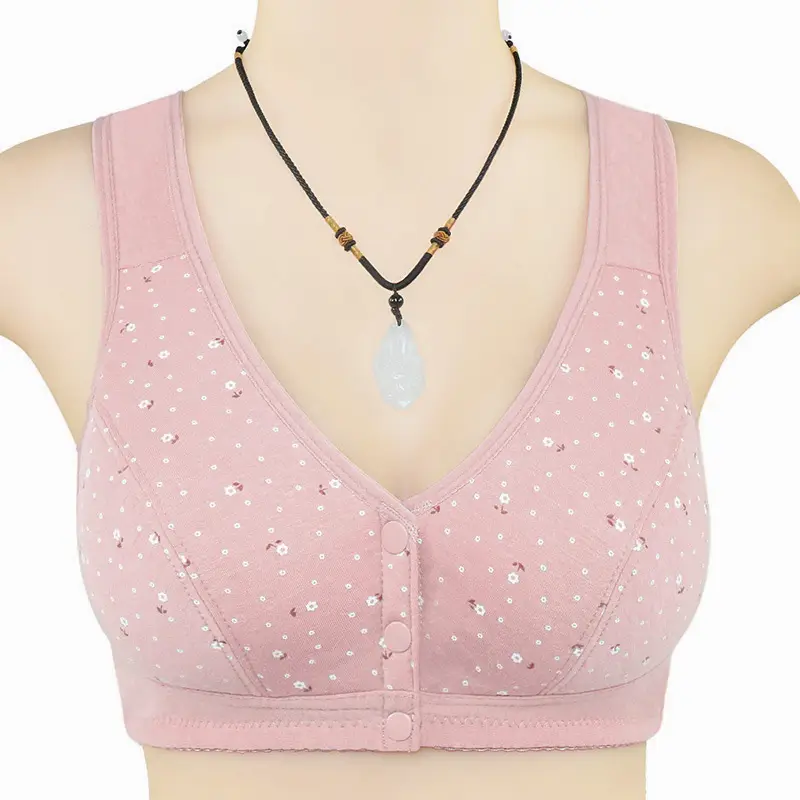 New Front-Clasp Large Bust Bra, Thin Style, Soft Cotton, Vest-Style for Middle-Aged and Elderly Women, Cross-Border Hot-Selling Large Size Bra