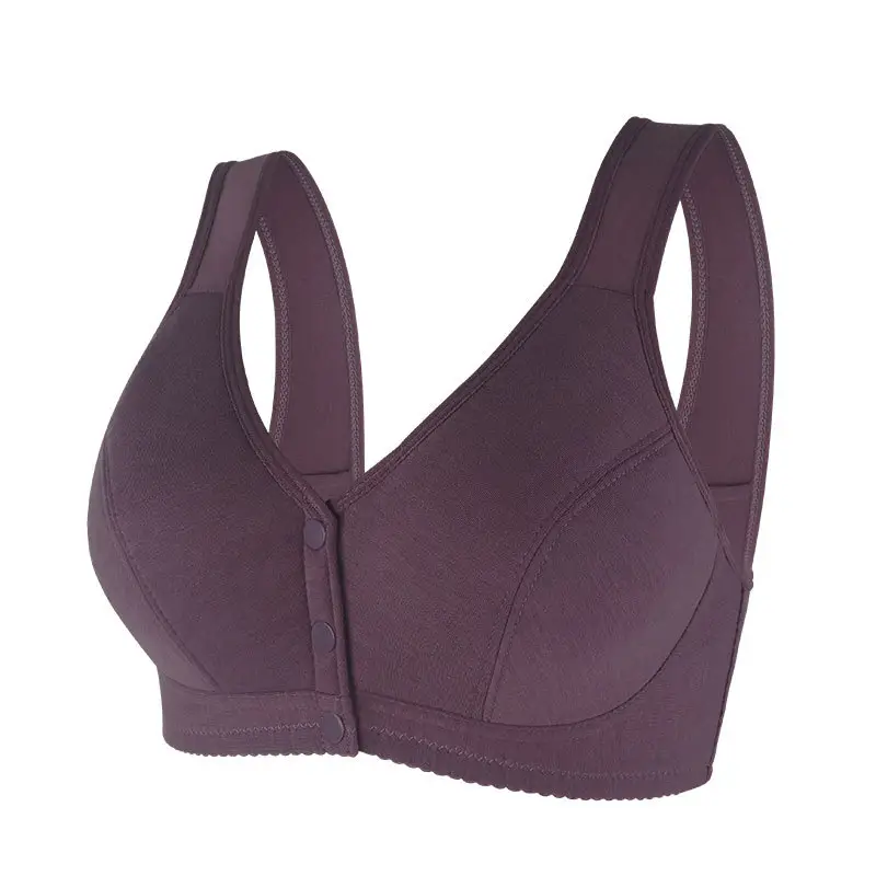 New Front-Clasp Large Bust Bra, Thin Style, Soft Cotton, Vest-Style for Middle-Aged and Elderly Women, Cross-Border Hot-Selling Large Size Bra